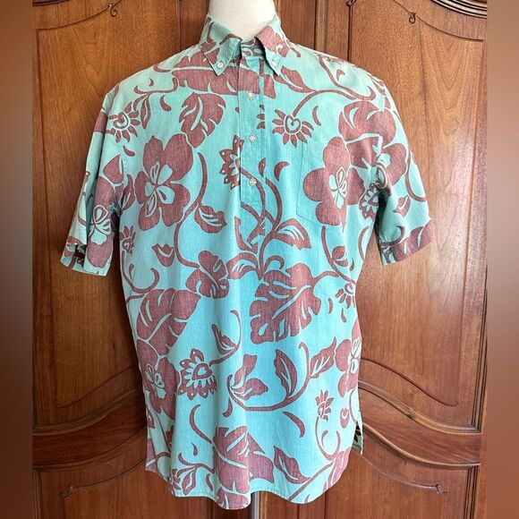 Vintage Reyn Spooner Shirt Reverse Print Pullover Monstera Leaf Size L - Picture 8 of 15